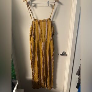 Moral Fiber XL Striped Mustard Yellow Jumpsuit
